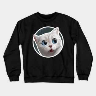 Doubting cat round Crewneck Sweatshirt